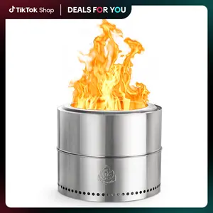 【SummerFinds】19.5 inch Outdoor Fire Pit, Bonfire 2.0 Smokeless Fire Pit, Portable Stainless Steel Firepit, Wood Burning Low Smoke Pit for Outside Patio Camping with Carry Bag farther'sday gift