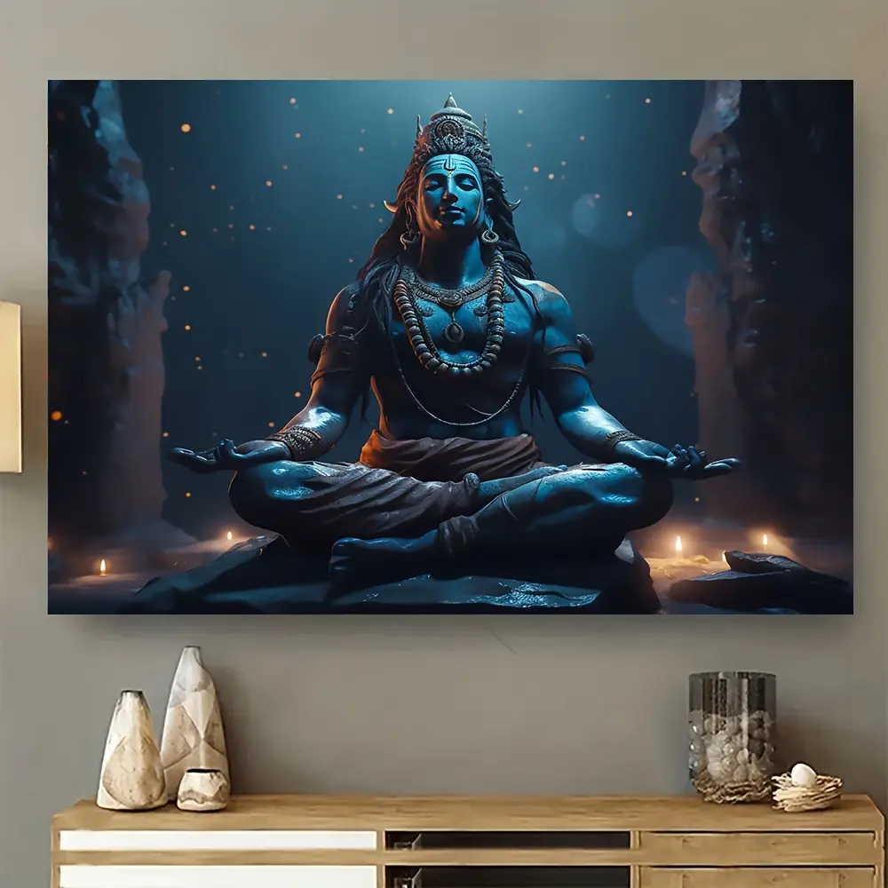 1count less  Poster Canvas For Home  ation, Living Room Bedroom Bathroom Kitchen Cafe Office Modern Shiva meditationm Canvas   Art for Living Room Modern Canvas Poster for Bedroom and Living Room  ation