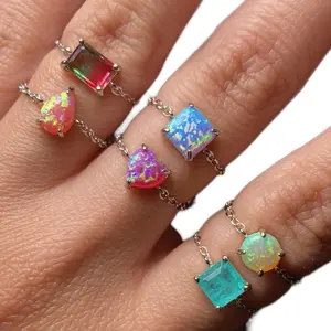 925 Silver Adjustable Dainty Chain Rings Fine Jewelry