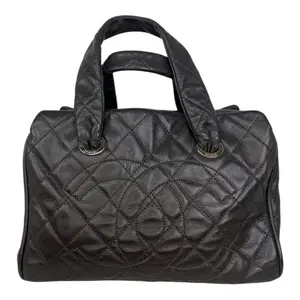 Pre-owned CHANEL Caviar Leather Tote Bags Espresso Triple Compartment Bowler Bag