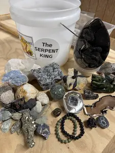 THE SERPENT KING TWO GALLON DRAGON THEMED NATURAL CRYSTAL AND SPECIMEN MINING BUCKET