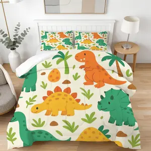 2/3 Pack Cute Dinosaur Theme Printed Comforter Set, U-Shaped Quilted Bedding (Pillow Inserts Not Included), HD Digital Printed All-Season Comforter, Suitable for Twin/Full/Queen/King Size Beds, Ideal for Teenagers