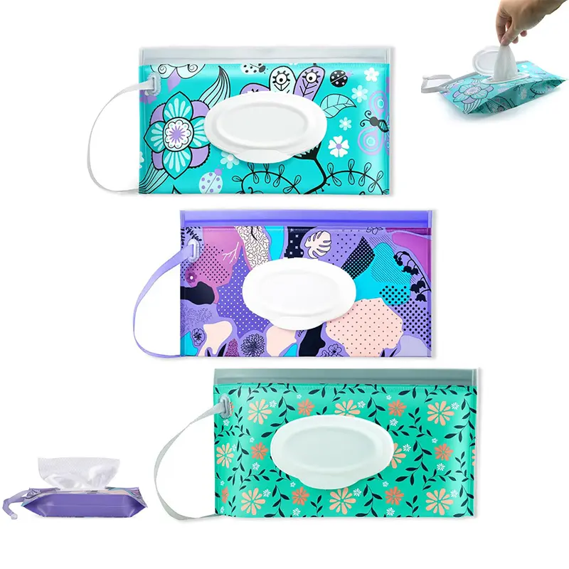 3 Pack Reusable Portable Travel Wipe Dispensers, EVA Light Wet Wipe Pouches with Zip Lock Seal, Snap Close Lid, Wrist Loop, Easy Refill & Dispensing (Home & Party Supplies)