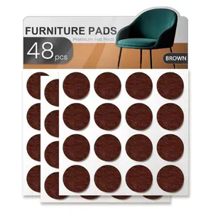 48PCS Felt Furniture Pads – Chair Leg Floor Protectors for Hardwood Floors, Furniture Sliders, Cabinet Bumpers, Anti-Scratch Noise Reduction Pads (Brown)