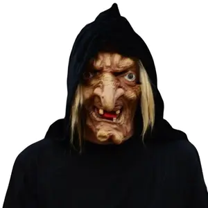 Halloween Witch Mask Scary Latex Old Lady Snow White Costume Mask with Hair