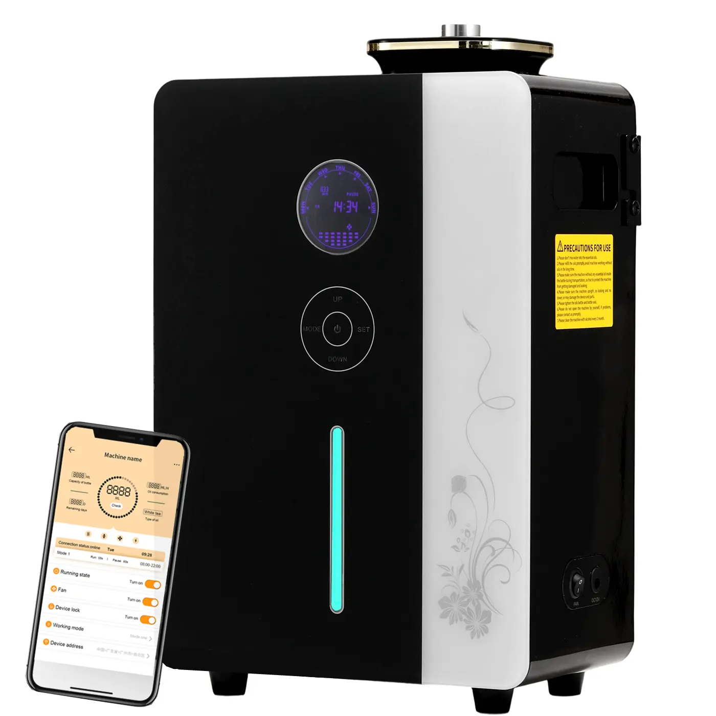 Kevinleo 800ML Bluetooth Waterless Nebulizing Scent Oil Diffuser - App & HVAC Control, Flexible Work Time & Fragrance Density, 7500 Sq.Ft Large Space Cold-Air Scent Machine, Home Waterless Oil Diffusers, Waterless Oil Diffuser