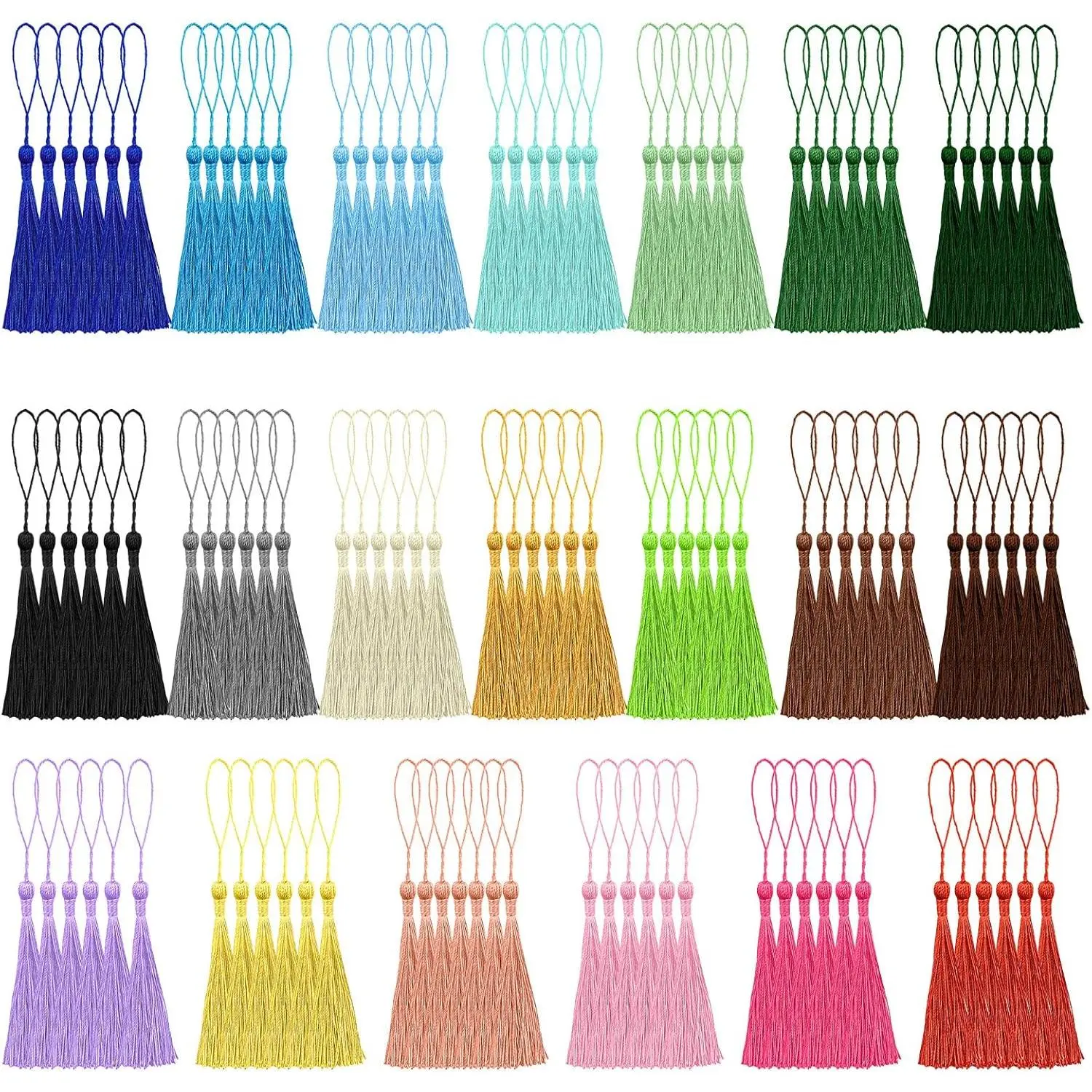 120 Pcs Bulk Bookmark Tassels, 13cm/5in Silky Handmade Soft Mini Looped Tassels, Not Easy to Tangle, 20 Colors for Apparel Decoration, Graduation Cap Decor, Keychain Charms, Earrings & DIY Crafts, Craft Projects, Graduation Cap Decorations