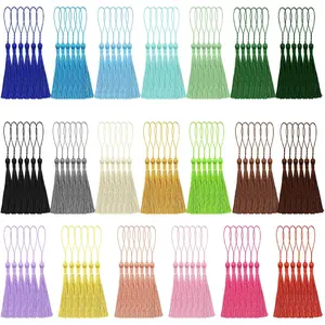 120 Pcs Bookmark Tassels Bulk 13cm/5 Inch Silky Handmade Soft Craft Mini Tassels for Jewelry Keychain Making with Loops for Dress Decoration DIY Craft Accessory