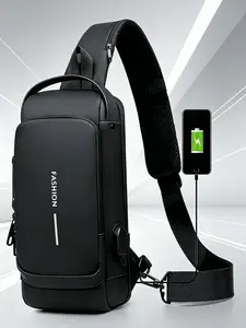 Anti-Theft Sling Crossbody Bag for Men, Water-Resistant Chest Backpack with USB Charging Port, Multi-Pocket Shoulder Bag for Travel, Hiking & Daily Use