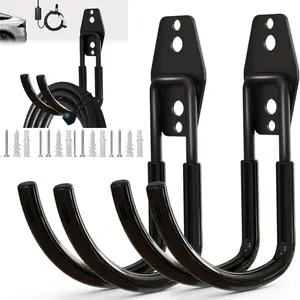 Heavy-Duty Garage Storage Multifunctional Hooks, Including 1 Hook And 8 Screws, Wall-Mounted Steel Electric Vehicle Charger Bracket, J-Shaped Hooks, Wall-Mounted Storage System for Organizing Power Tools And Gardening Tools