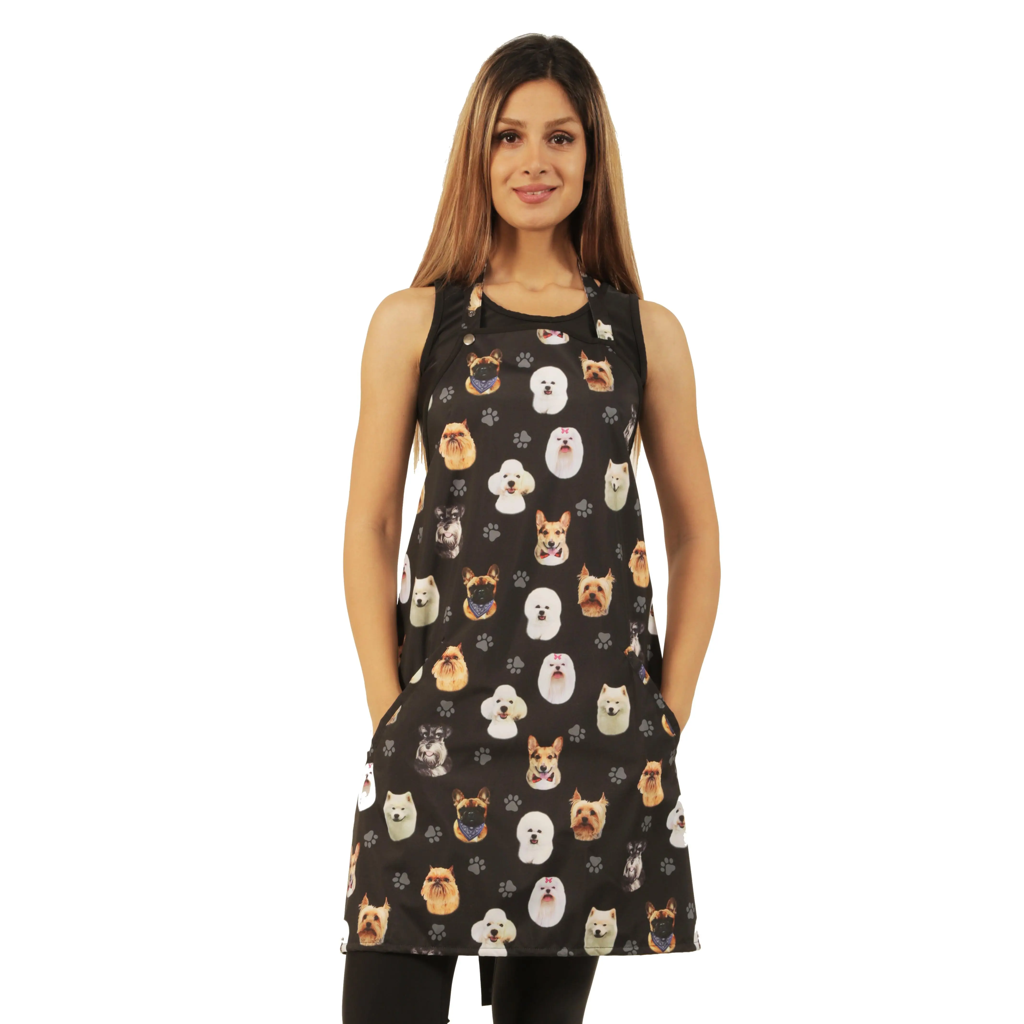 610 - Dog Breeds Print Waterproof Hair Resistant and Bleach Resistant Bathing and Grooming Apron