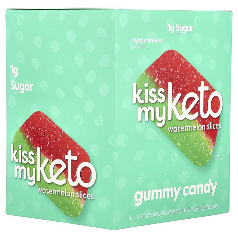 Kiss My Keto Gummy Candy, Watermelon Slices, 6 Bags, 1.76 oz (50 g) Each