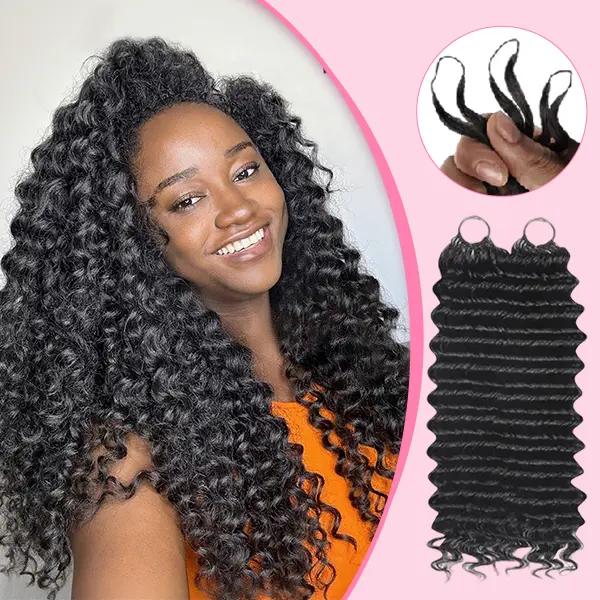 Karlami Hair Feather Crochet Braid Extension Knoteless Pre-Separated Natural Black 100% Virgin Human Hair for Black Women 100g Deep Wave & Kinky Curly