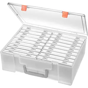 Photo Storage Box 4x6, 18 Inner  Organizer Acid-Free Photo Keeper Storage Case, Plastic Craft Storage Box for Stickers  Seeds (Clear, 18 Boxes)