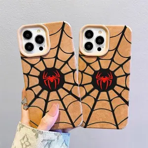 Classic spiderweb elements, red-and-black spider logo, American cool retro style, full soft-gel case with thickened edges, hidden impact-absorbing corners for everyday drops and bumps, all-around protection for the phone body. Compatible with iPhone 17 Pr