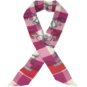 Pre-owned Hermes Silk Mors Et Gourmettes Vichy Twilly scarf