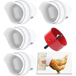 DIY Automatic Chicken Feeder and Waterer, Rainproof Poultry Feeding Port, Gravity Feeding Kit for Buckets, Barrels, Boxes, Troughs