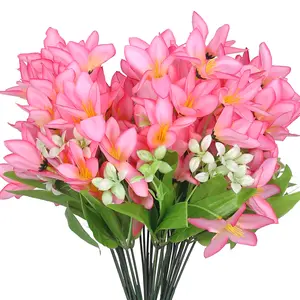 REGALWOVEN 6 Pcs Artificial Lilies Flowers Real Touch Fake Floral for Wedding Party Home Flower Arrangement Decor 13.4" Pink