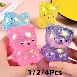 1/2/4Pcs Maltose Bears Sensory Squeeze Toy, Soft Candy Bears Stress Relief Balls, Sticky Contents, Perfect for Anxiety Relief, Mini Stress Ball Fidget Toy