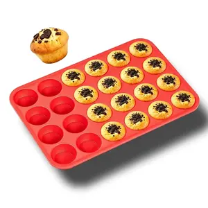 DIY Baking Mold 24-Piece Small Round Silicone Cake Molds, Non-Stick Household Silicone Bakeware, Small 24-Cup Silicone Molds