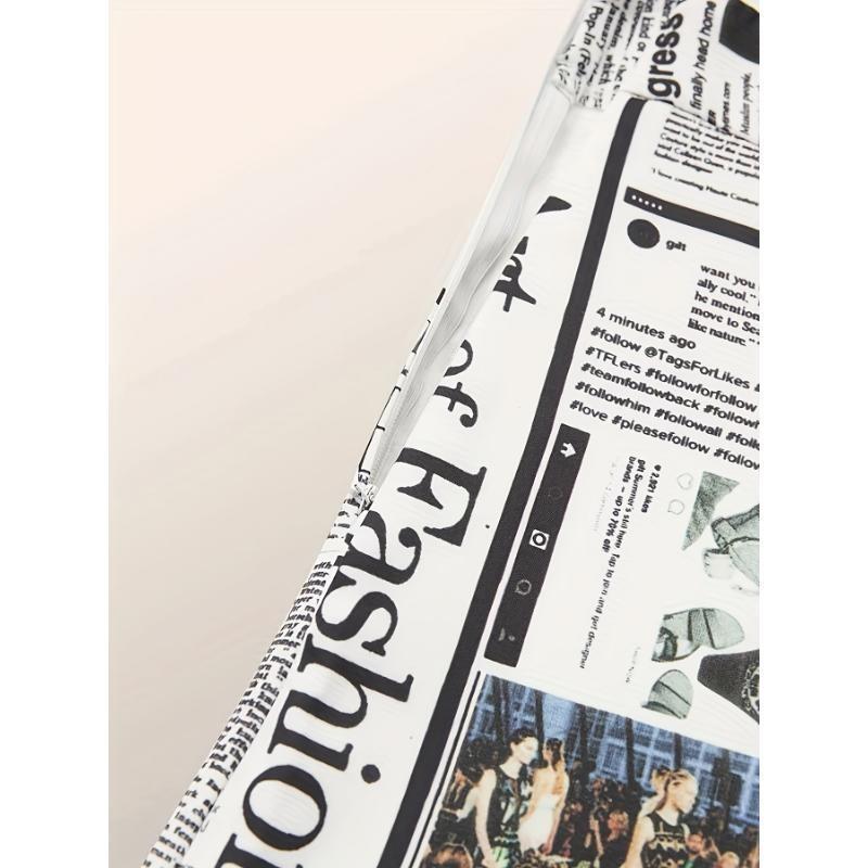 Stylish Newspaper Print High-Waist Palazzo Pants - Comfort Fit, Durable & Easy-Care, Perfect for All Seasons Fabric Womenswear camo pants teacher outfits forbidden pants women flare pants leather pants