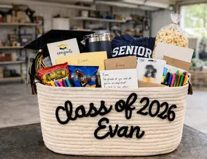 Personalized Graduation Gift Basket 2026 | Custom Card Holder for Grad Party | Class of 2026 Gift & Decor