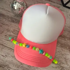 Neon bead chain trucker hat accessory