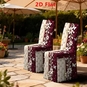 2/4/6pcs Floral Pattern Elastic Fit Dining Chair Covers, Fashionable Luxurious Look Skirt Design, Detachable Easy Install, Universal Decorative Seat Pads