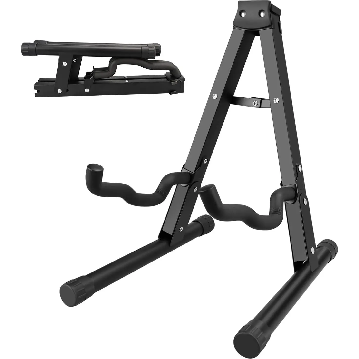 A-Frame Folding Guitar Stand with Guitar Mount - 1/2/4 Pack, Non-Slip Rubber Arms, Foam Arms, Supports Acoustic, Electric, Bass, Ukulele, Banjo