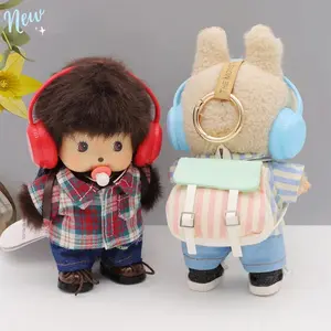 Labubu Doll Canvas Backpack College Style Backpack For Monchhichi Doll Backpack For 15/17cm Dolls Cute Doll Accessories
