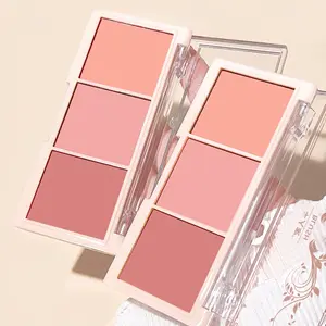 3-Tone Blush Palette: Nude Matte Tea Brown And Orange, Long-Lasting Waterproof Rouge All Skin Tones, Blush Palette Cheeks