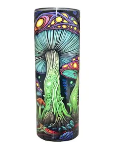 Neon Mushroom Doodle - 20oz oz 20 oz. 20oz. Skinny Straight Sublimation Tumbler - Amy's Tumbler Junkies - Your Favorite Tumbler Shop!