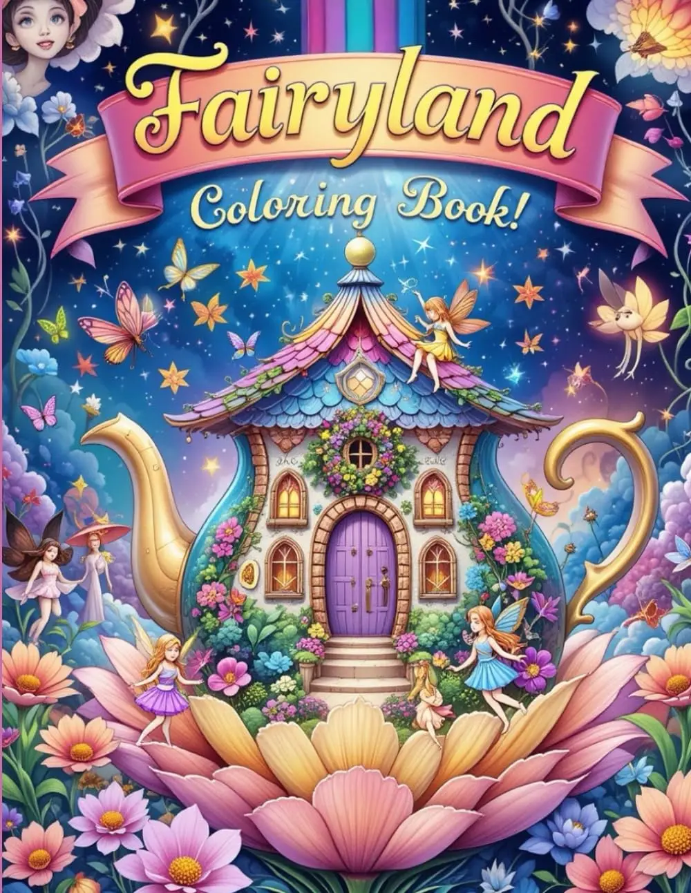 Fairyland Adult Coloring Book: Whimsical Fairy Houses, Magical Creatures, and Enchanted Gardens for Relaxation and Stress Relief
