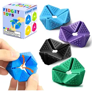 Silicone Fidget Toys ,4PCS Stress Relief Sensory Toys for Autism ADHD Anxiety,Fun Textures Gadgets,Office Desk Toy,Stocking Stuffers for Women Men Best Gift (4 PCS)HNCW