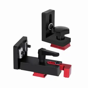 T-track Fence Connector, T-slot Miter Track Stop Sliding Miter Gauge Rail Retainer, Aluminum Chute Connector, Woodworking Tool, Adjustable Clamp Height