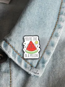 Punny Watermelon Enamel Pin, 'one in a Melon' Brooch, Cute Fruit Quote Lapel Pin, Perfect Valentine's Day Gift, Unique Accessory