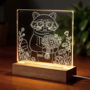 Animal Night Light - Cute Raccoon with Glasses Night Lamp, Soft Warm Glow, USB Bedside Lamp, Cozy Nursery Decor, Perfect Gift for Kids & Adults