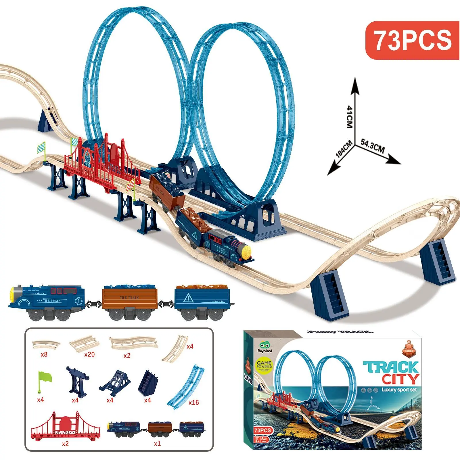 Train Sets for Kids - 73Pc Train Track Set with Trains and Accessories - Developmental Toy - 3 Years +