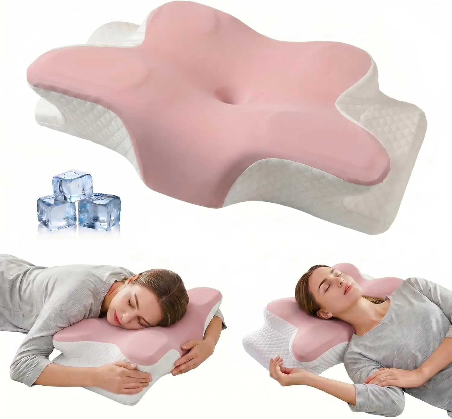 1pc Butterfly-Shaped Memory Foam Cervical Pillow - Cervical Support, 3D Shaped, Anatomical, Asymmetric, Ergonomic Support, Flexible, Temperature-Adjustable, Tension-Relieving, Breathable Bedding Relaxation Aid for Back Sleepers (Home Bedroom Use)