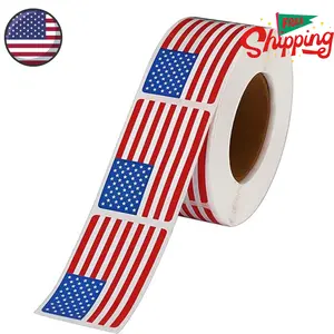 500 Pcs American Flag Sticker Roll,2 x 1.22 Inch