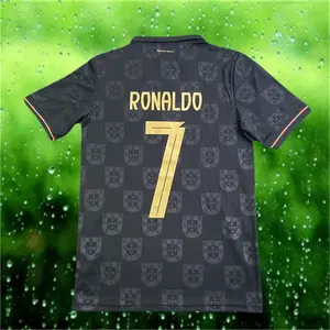 2025 2026 Away Black No.7 Ronaldo Short sleeve Soccer jersey