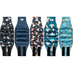 5 Pack  Diapers Male, Leakproof Pet Soft   Band Wraps,High Absorbency Male  Diaper,Wider Washable  Band for Doggy  and Puppy