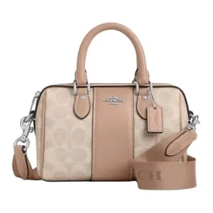 COACH Rowan 18 Logo Zipper Closure Crossbody Shoulder Handbag in Beige for Women