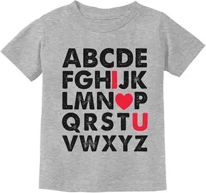 Tstars ABC I Love You Toddler Girls Boys Valentines Day Shirt Alphabet Kids Valentine Shirts for Toddlers