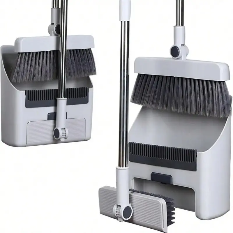 3 in 1 Broom and Dustpan Set, 1 Set Durable Brooms for Sweeping Indoor and Outdoor, Long Handle Broom and Dustpan Set, Push Broom Heavy-duty for Home Bathroom & Kitchen, Cleaning Tools, Home Care Supplies
