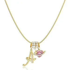 Women's 26-Alphabet Dopamine Necklace, Dainty Diamond-Embellished Minimalist Fashion Jewelry, Necklaces for Women