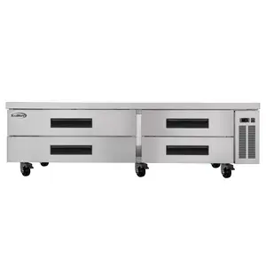 84 in. Commercial Chef Base Refrigerator Storage Cabinet for Cold Foods, Fresh Ingredients, and Condiments, Refrigerated Pull-Out Drawers, Rolling Caster Wheels, ETL Listed (KM-BR-844D)