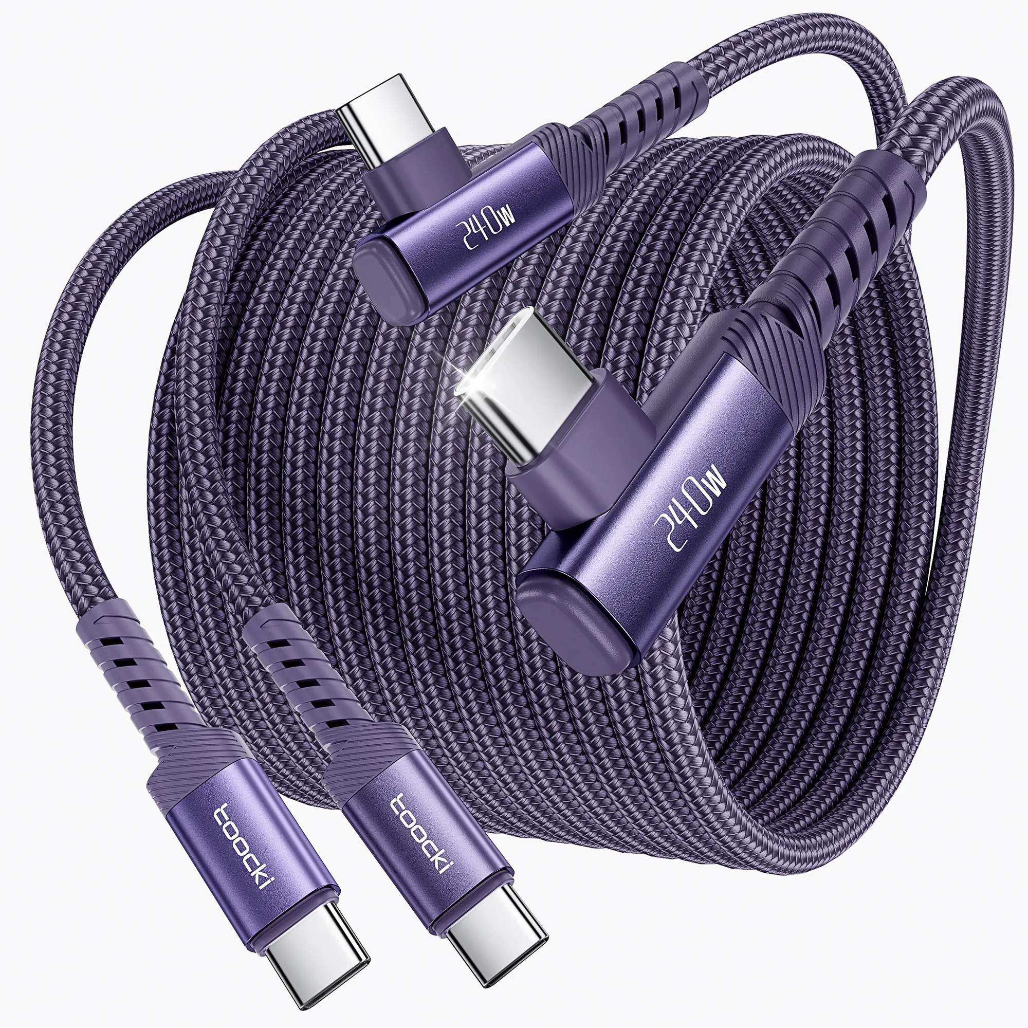 Toocki USB C Cable [2Pack, 10ft] 240W Fast Charging Type C Cord, Nylon Braided USB 2.0 Cable for iPhone 16 15 Pro Max, iPad Pro, Samsung Galaxy S24 S23, Switch, MacBook Pro, Pixel Purple
