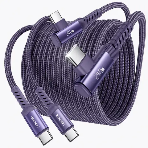 Toocki 2Pack 10ft Type-C Port Nylon Braided Charging Cord Cables, 240W Ultra Fast Charging USB 2.0 Fast Cables for iPhone 16/15 Max, iPad Pro, Samsung Galaxy S24/S23, Switch, MacBook Pro, Pixel Purple Tablet