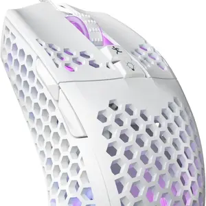 White Wired Gaming Mouse with Honeycomb Shell,12800 DPI,7 Programmable Buttons,Lightweight Gaming Mice Ergonomic Computer Mouse Gaming for Windows/PC/Mac/Laptop Gamer